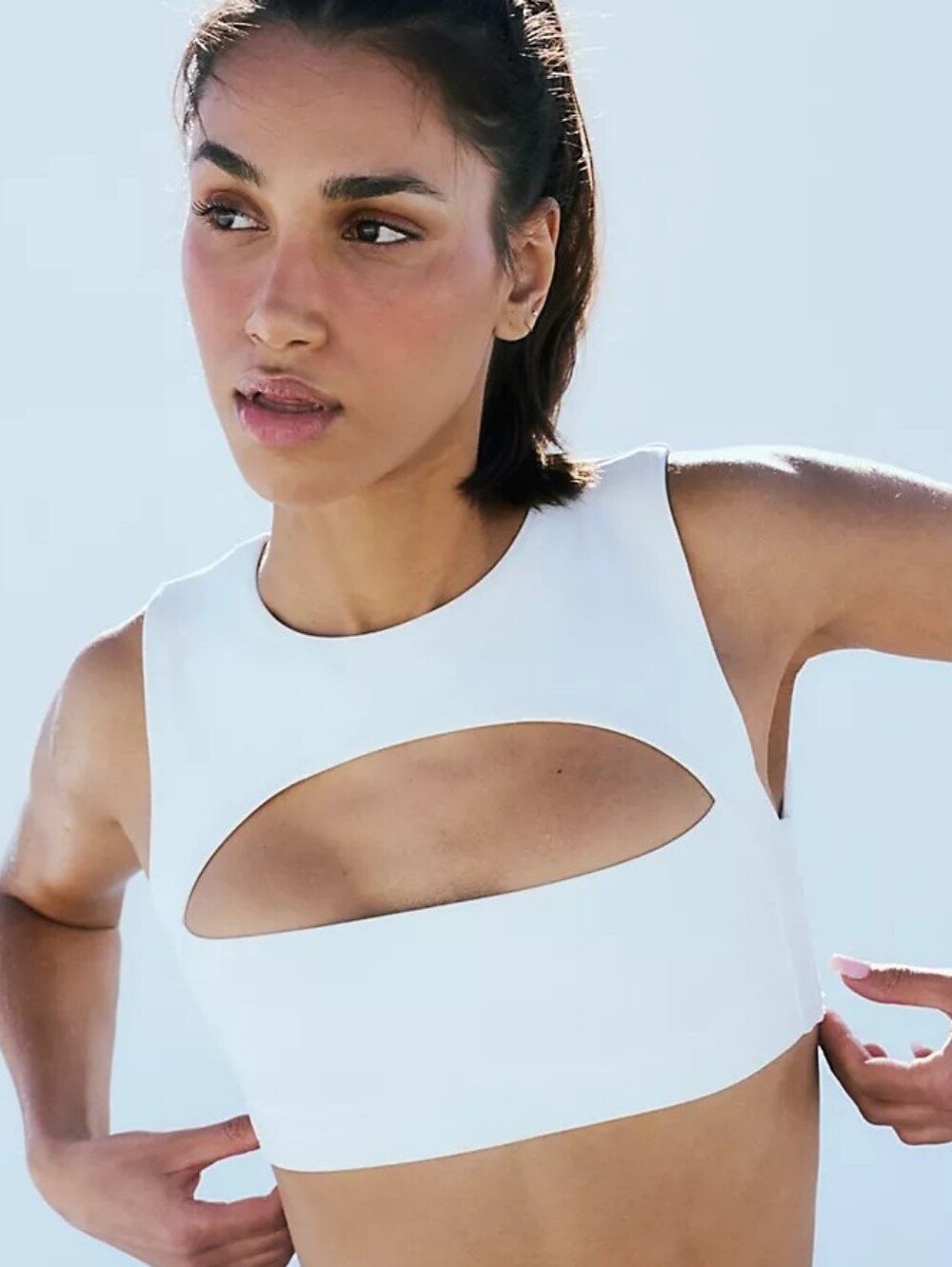 Free People White Cutout Top